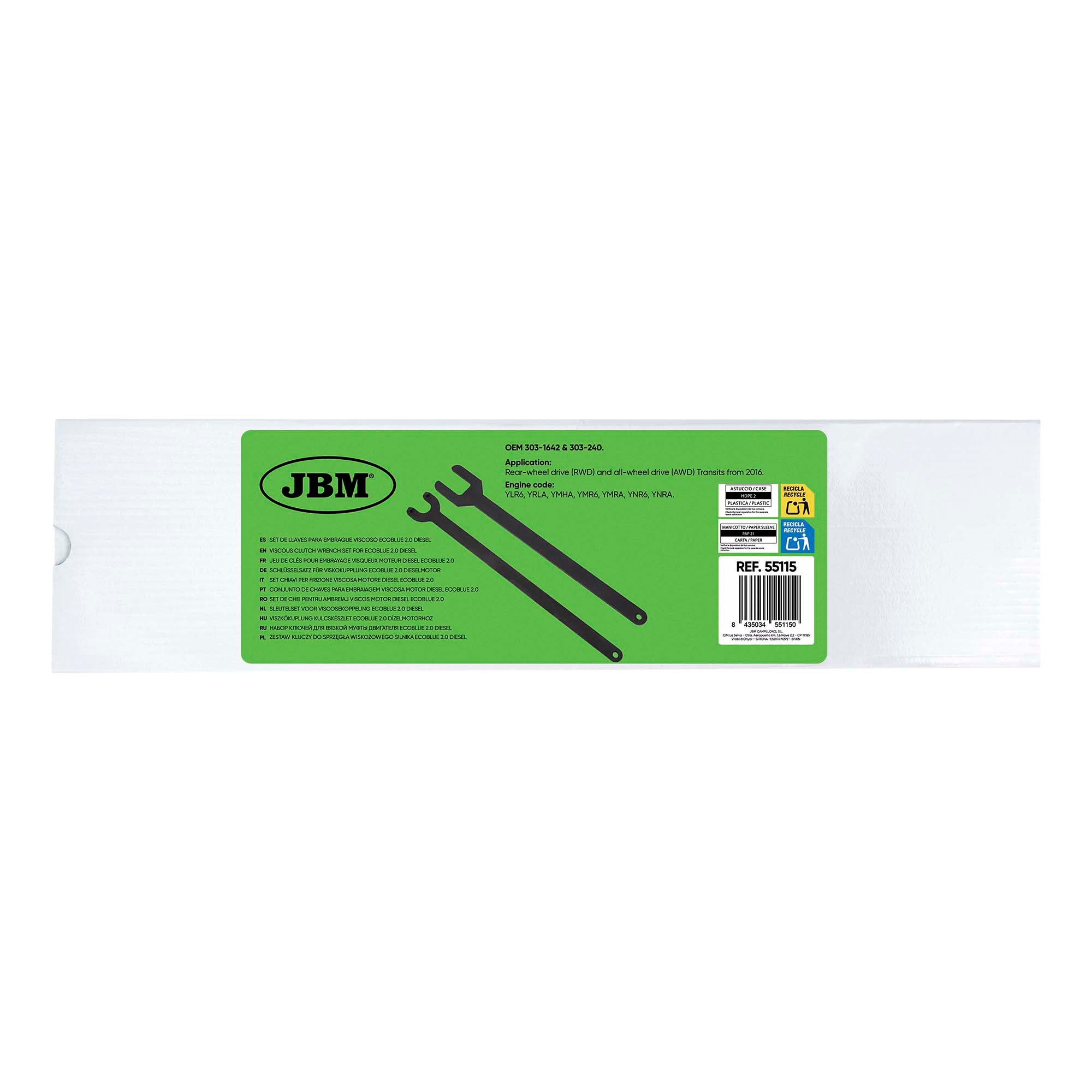 SET CHIAVI PER FRIZIONE VISCOSA MOTORE DIESEL ECOBLUE 2.0 55115 JBM