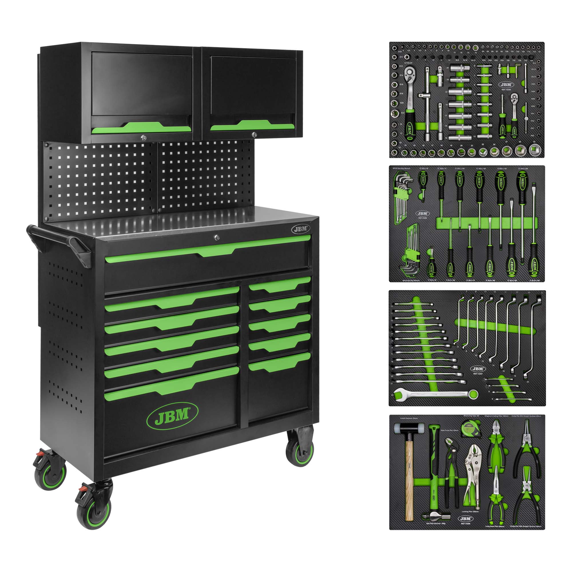 CARRELLO PORTAUTENSILI 11 CASSETTI CON PANNELLI E ARMADI 172 UTENSILI  JBM 55118