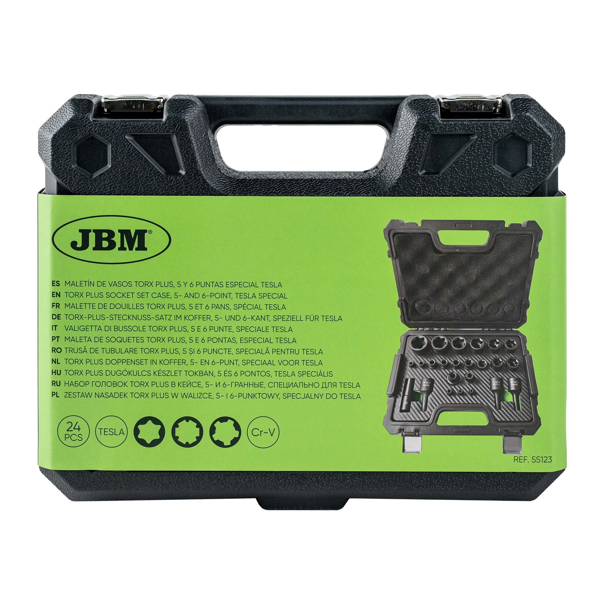 VALIGETTA DI BUSSOLE TORX PLUS, 5 E 6 PUNTE, SPECIALE TESLA 55123 JBM