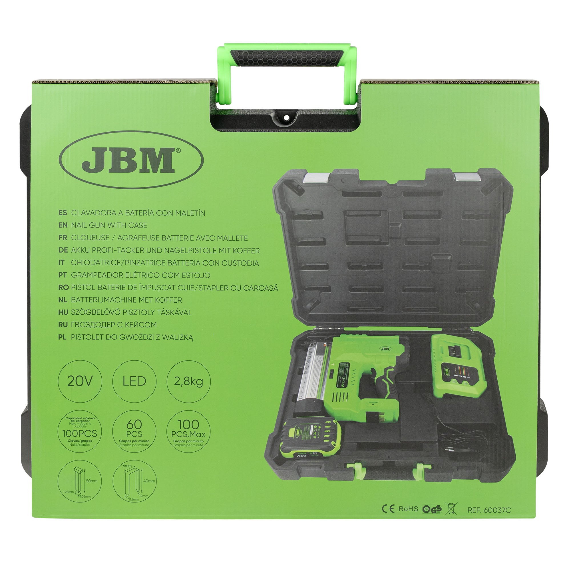 CHIODATRICE BRUSHLESS A BATTERIA CON CUSTODIA 60037C JBM