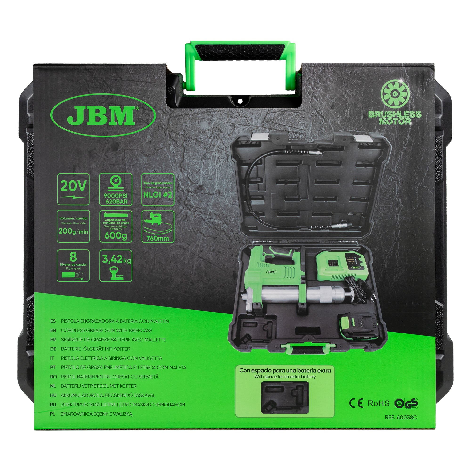 PISTOLA INGRASSATRICE A BATTERIA CON VALIGETTA 60038C JBM