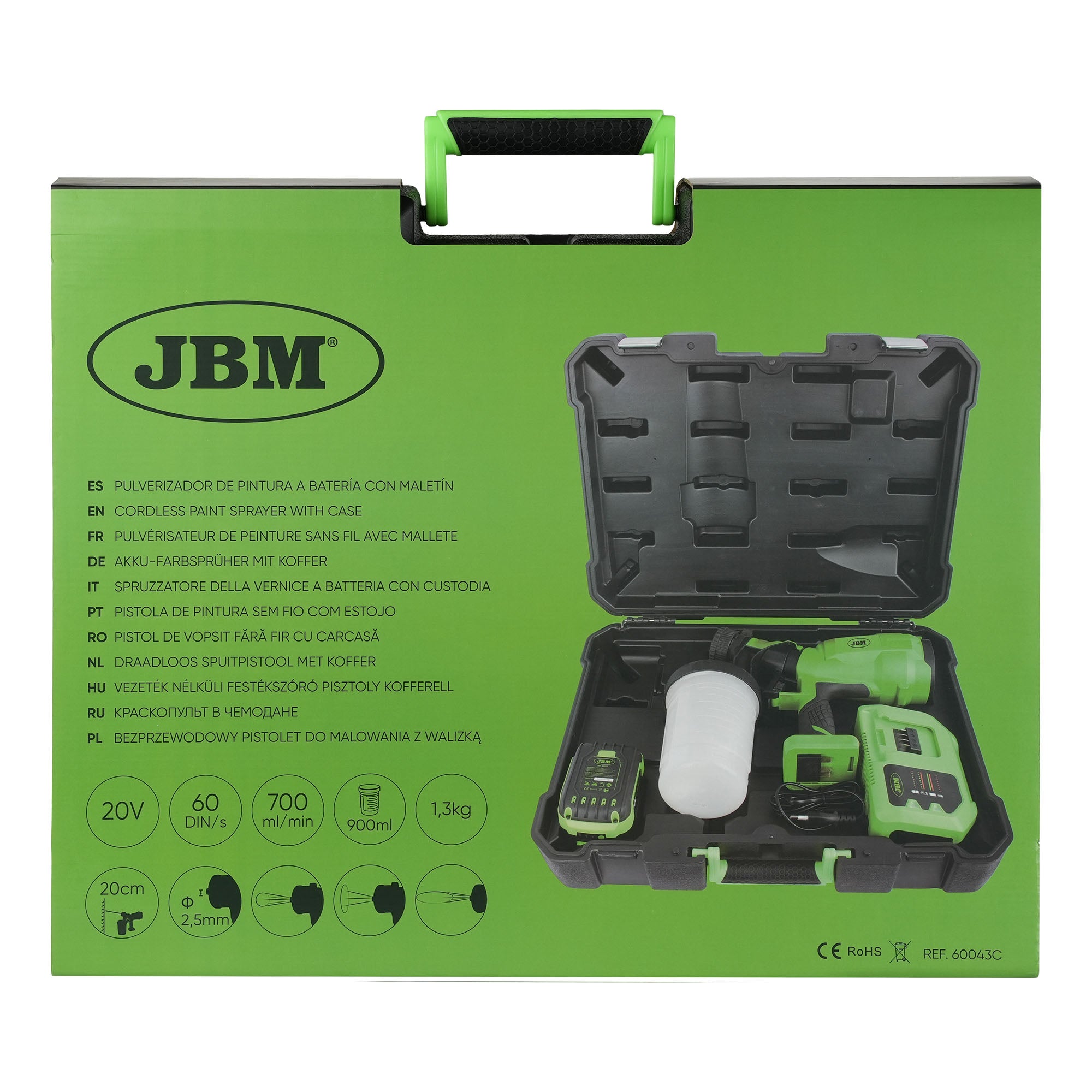 SPRUZZATORE DELLA VERNICE A BATTERIA CON CUSTODIA JBM 60043C