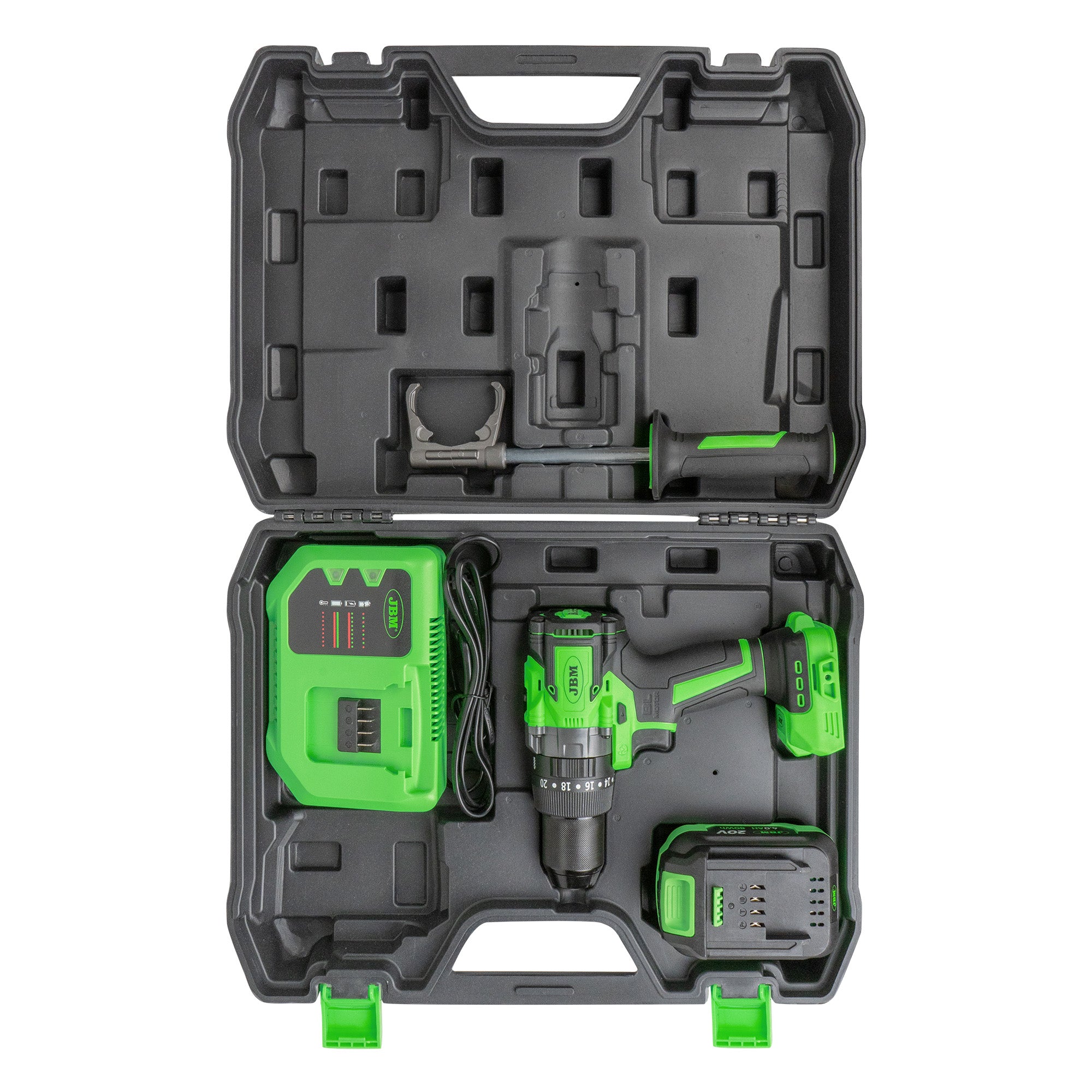 TRAPANO A 2 VELOCITÀ BRUSHLESS A BATTERIA CON CUSTODIA 60047C JBM