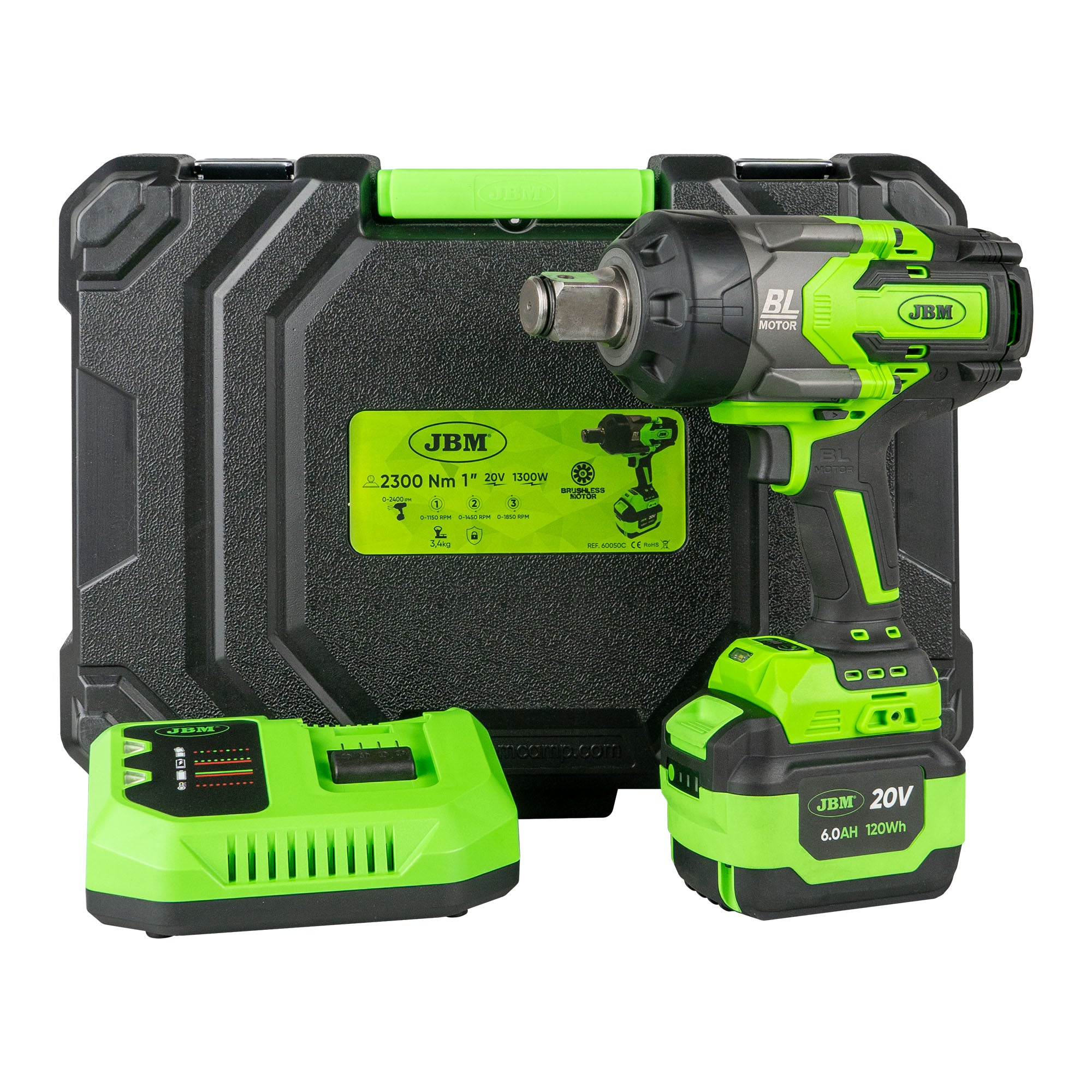 AVVITATORE PNEUMATICO BRUSHLESS A BATTERIA 1" 2300NM CON VALIGETTA 60050C JBM