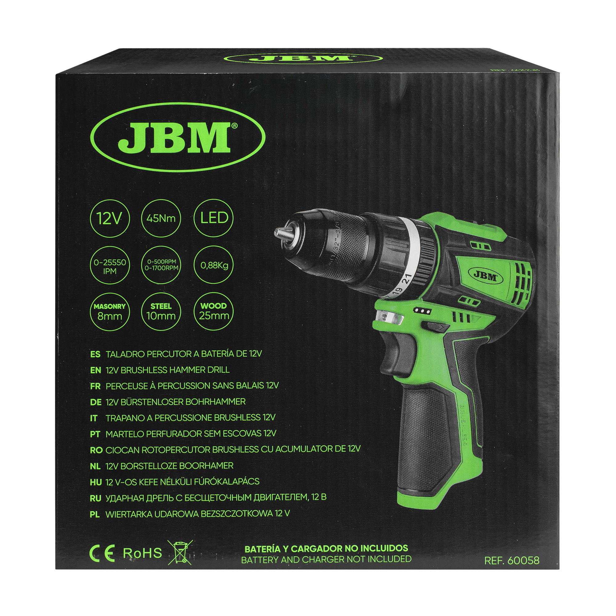 TRAPANO A PERCUSSIONE BRUSHLESS 12V 60058 JBM