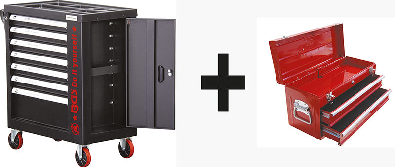 SET CARRELLO PORTA UTENSILI VUOTO BGS 6058-1 + CASSETTIERA PORTAUTENSILI VUOTA 24980 V