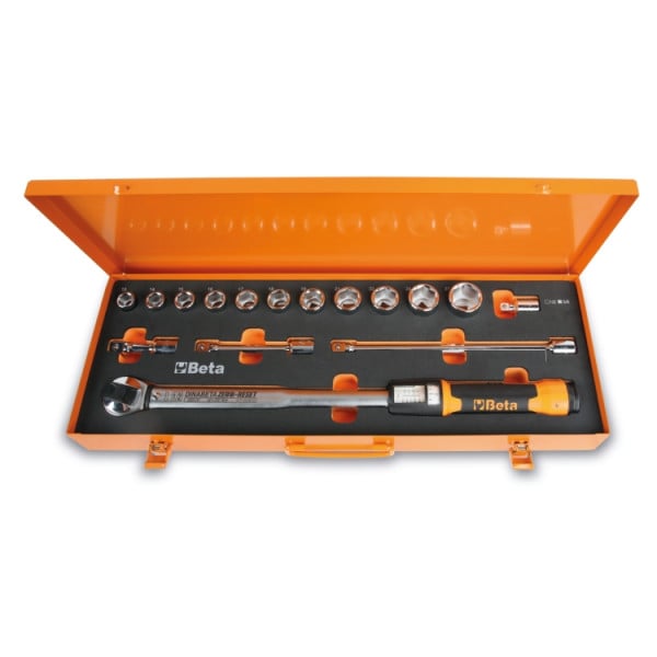 Chiave dinamometrica a scatto Zero-Reset in cassetta con bussole e prolunghe Beta 666/C20