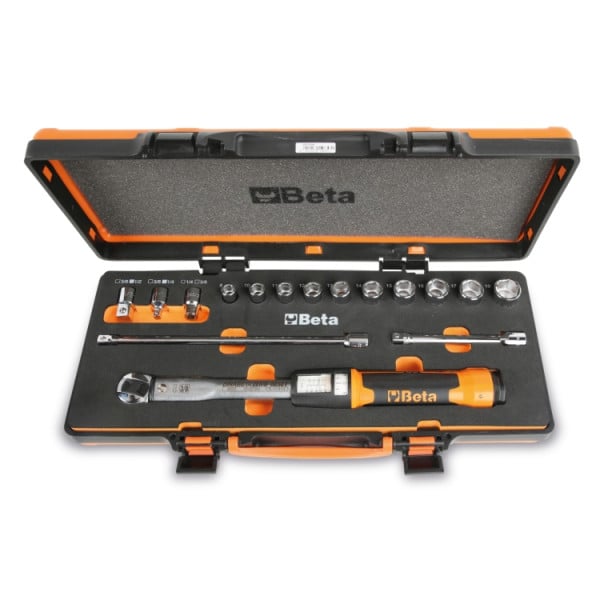 Chiave dinamometrica a scatto Zero-Reset in cassetta con bussole e prolunghe Beta 666/C5