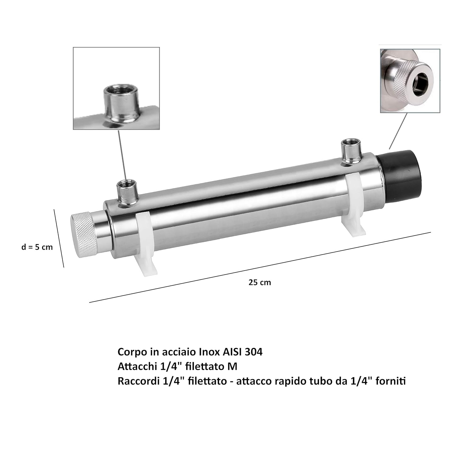 Sterilizzatore UV Acqua Completo Antibatterico con Lampada 11 watt 4 litri/minuto per Impianti di Filtrazione e Osmosi Inversa