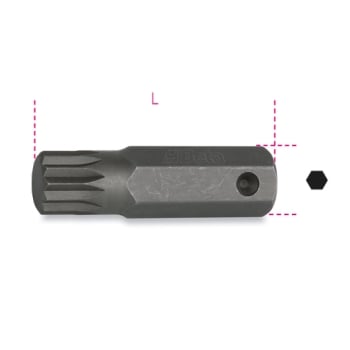 Inserti Macchina maschio per viti con impronta XZN® attacco 16 mm fosfatati Beta 727/ES16XZN - Disegno con misure