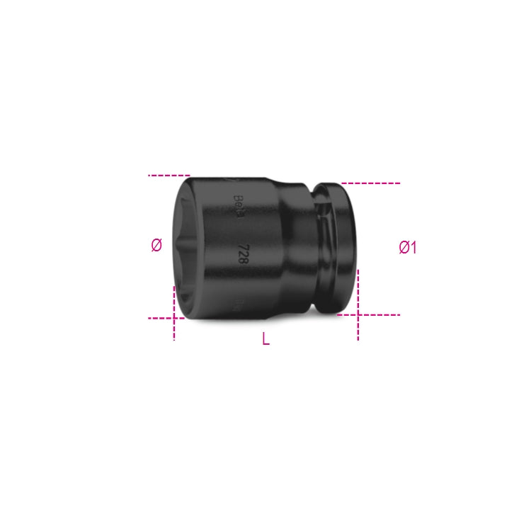 Chiavi a bussola Macchina con attacco quadro femmina 3/4" bocca esagonale serie normale, fosfatate Beta 728AS