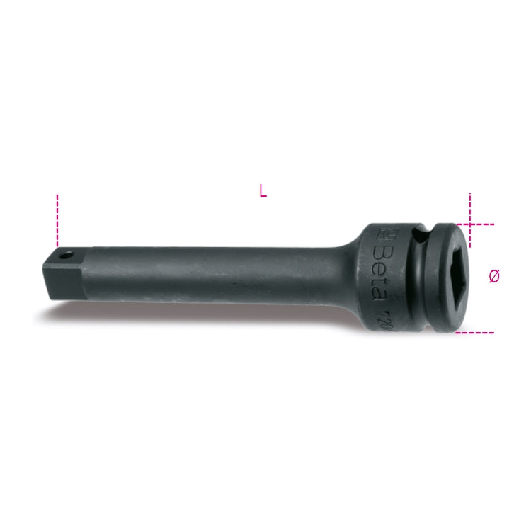 Prolunga Macchina con attacchi quadri maschio e femmina 1" fosfatata Beta 729/22