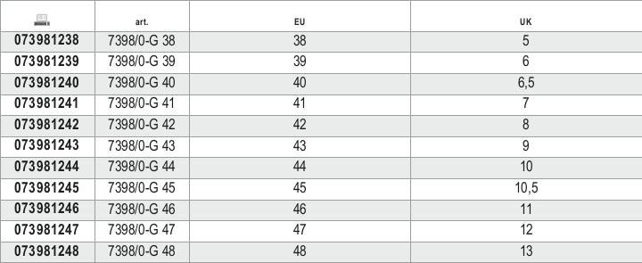 Sottopiedi anatomici in schiuma di EVA con cuscinetto ammortizzante nella zona del tallone (ricambio consigliato per la linea di calzature 0-Gravity) Beta 7398 0/G