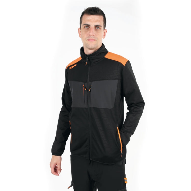 Giacca in pile elasticizzata e traspirante, multitasche, nera Beta 7564N