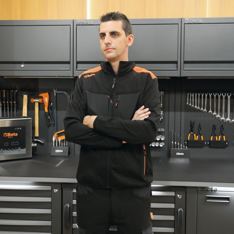 Giacca in pile elasticizzata e traspirante, multitasche, nera Beta 7564N