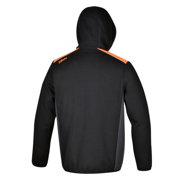 Felpa zip lunga con cappuccio, nera con inserti in grigio antracite Beta 7566NG