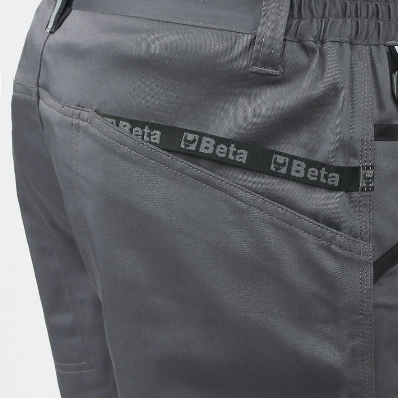 Bermuda da lavoro in 100% cotone elasticizzato grigio, comodi e resistenti Beta 7931MG