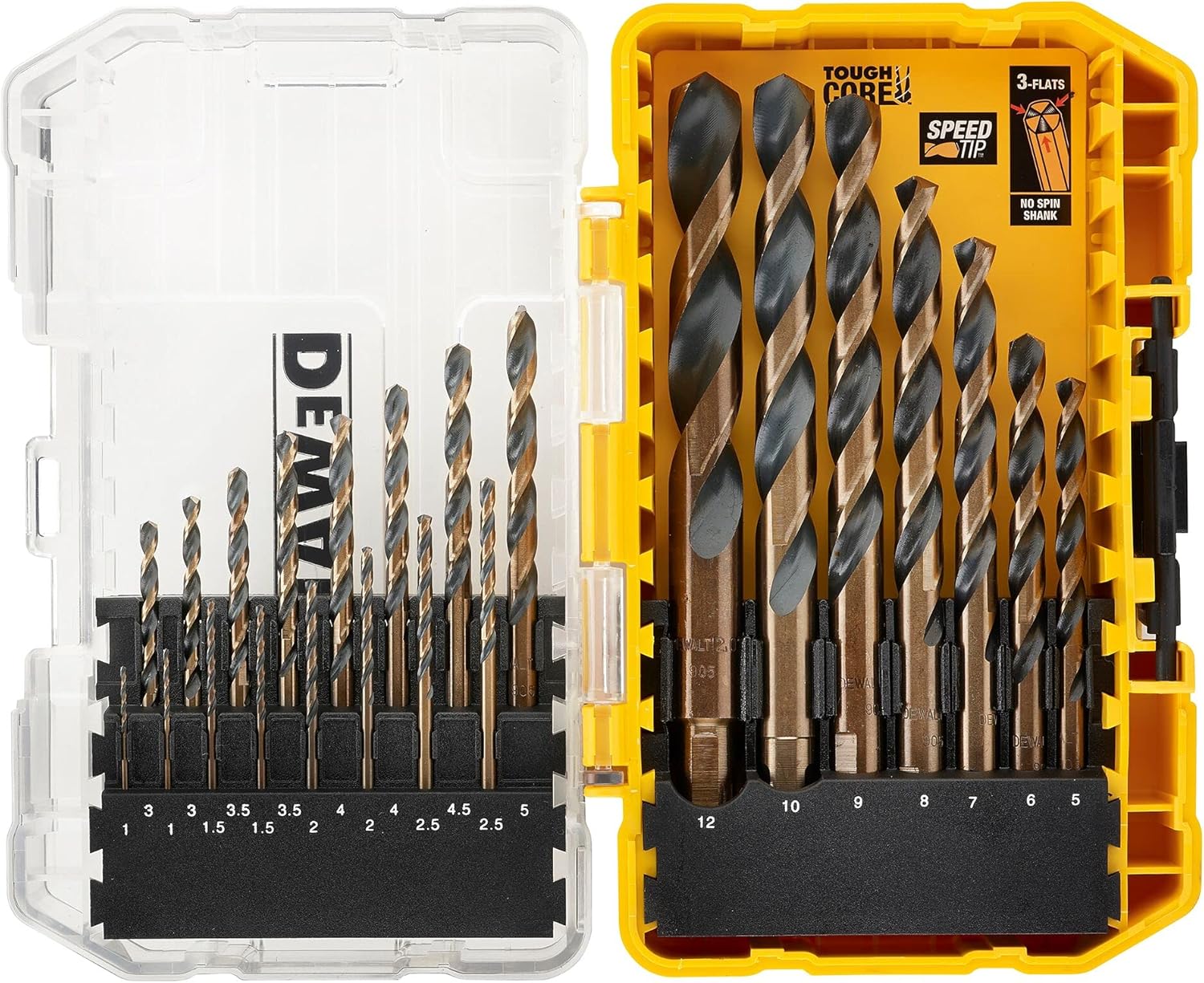 Set di foratura in metallo nero e oro da 23 pezzi DeWalt DT70729-QZ