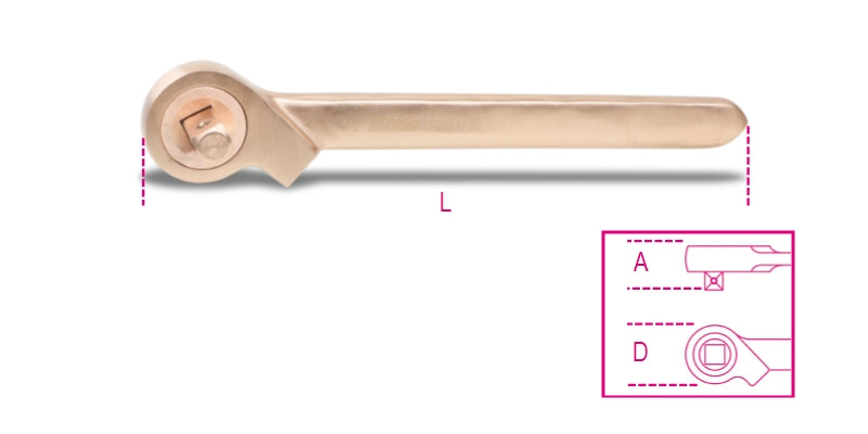 Cricchetto semplice con quadro scorrevole 1/2" antiscintilla Beta 921BA/50