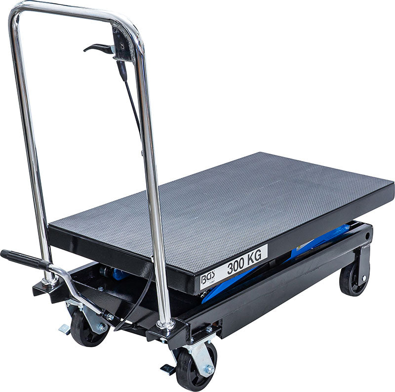 CARRELLO SOLLEVATORE A PANTOGRAFO CON PIANO ELEVATORE IDRAULICO, 300 KG BGS11997