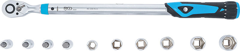 SET 11 PEZZI, CHIAVE DINAMOMETRICA,ATT. 1/2”, 40 - 200 NM BGS2865