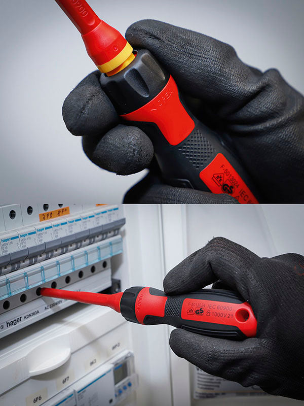 SET 13 PEZZI, CACCIAVITI ISOLATI VDE, CON LAME INTERCAMBIABILI BGS35814