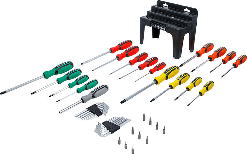 SET 44 PEZZI, CACCIAVITI E INSERTI, CON SUPPORTO IN PLASTICA BGS35836