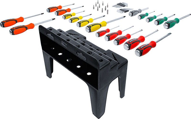 SET 44 PEZZI, CACCIAVITI E INSERTI, CON SUPPORTO IN PLASTICA BGS35836