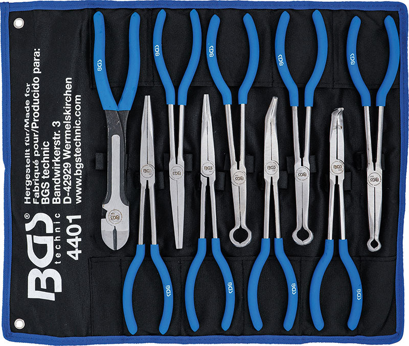 SET 9 PEZZI, PINZE EXTRA LUNGHE, PER CONNETTORI LUNGHI E PIATTI E PER CANDELE BGS4401