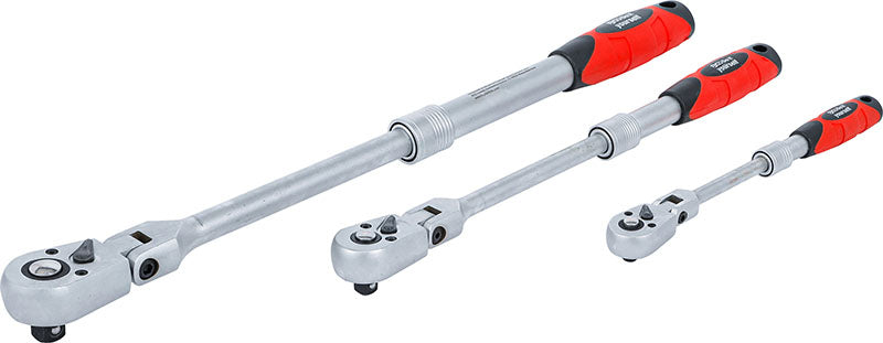 SET 3 PEZZI, CRICCHETTI REVERSIBILI, ESTENSIBILI SNODATI, 1/4" - 3/8" - 1/2" BGS72114