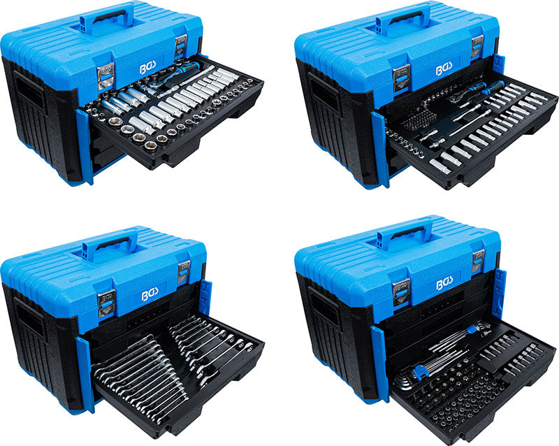 SET 300 PEZZI, BUSSOLE ESAGONALI 1/4" / 3/8" / 1/2", MISURE METRICHE ED IN POLLICI BGS74000