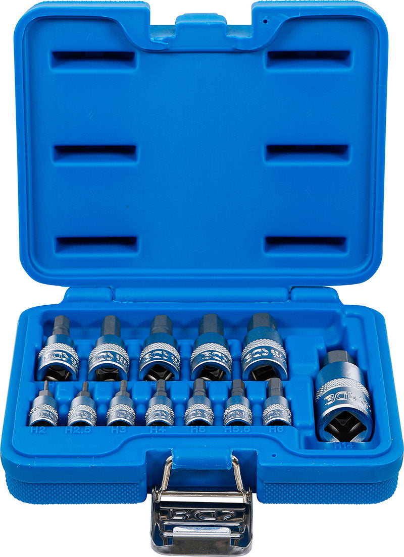 SET 13 CHIAVI A BUSSOLA ESAGONALI METRICHE 2-14 MM, ATT. 1/4”-3/8”-1/2” BGS74257