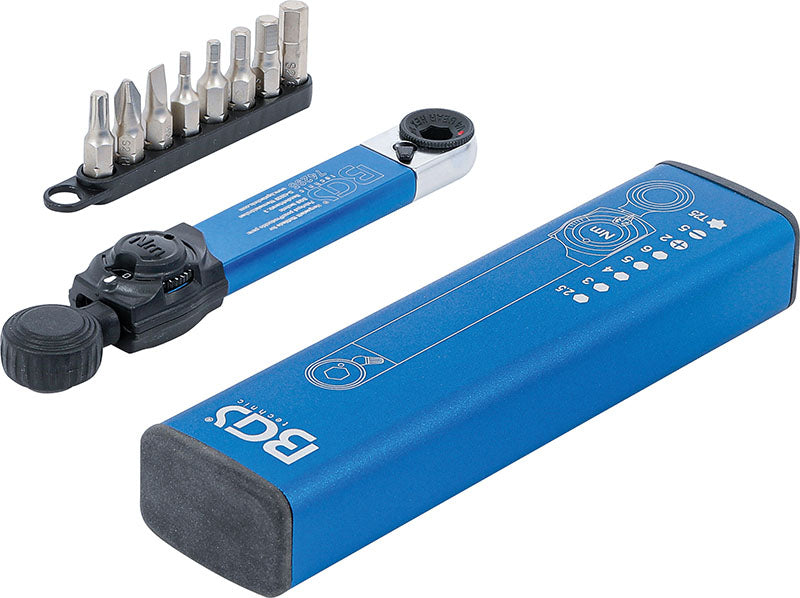 SET 9 PEZZI, CHIAVE DINAMOMETRICA, ATTACCO ESAGONALE 1/4”, 2 - 10 NM, CON SET DI INSERTI BGS74295