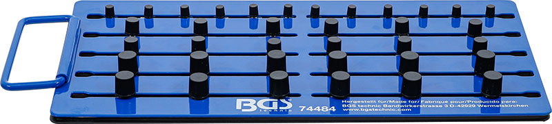 PIASTRA MAGNETICA, CON IMPUGNATURA, PER 36 BUSSOLE ATTACCO 1/4", 3/8" E 1/2" BGS74484