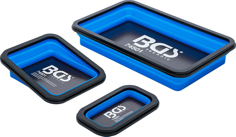 SET 3 PEZZI VASCHETTE MAGNETICHE RETTANGOLARI PIEGHEVOLI IN SILICONE BGS74501