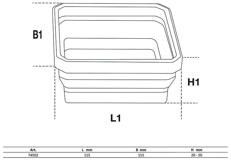 SET 4 PEZZI VASCHETTE MAGNETICHE QUADRATE PIEGHEVOLI IN SILICONE,115 X 115 X 50 MM BGS74502