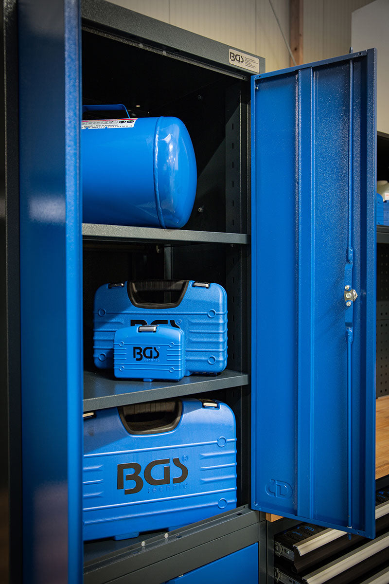 ARREDAMENTO DA OFFICINA, COMBINAZIONE DA 4 ELEMENTI, CON PIANO IN LEGNO BGS80120