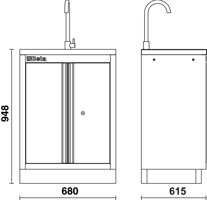 Modulo fisso con lavandino integrato per arredo officina C45PRO 2.0 Beta C45PRO 2.0 ML