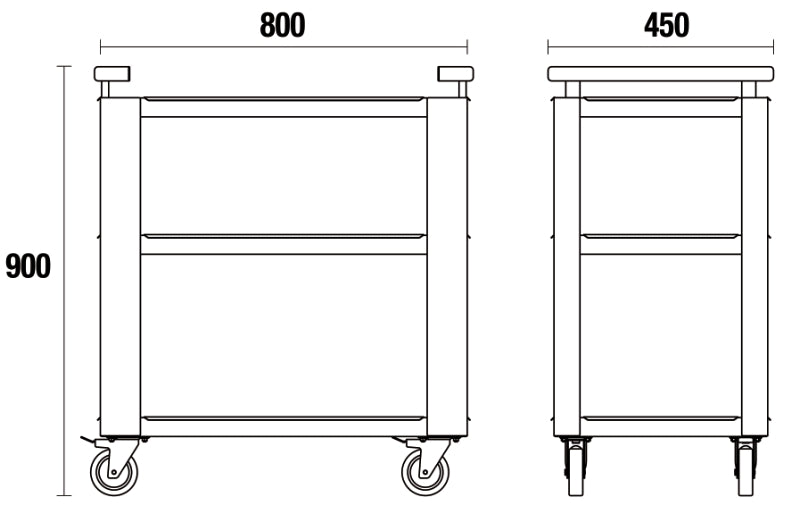 Carrello a 3 ripiani per arredo officina C45PRO 2.0 Beta C45PRO 2.0 T3
