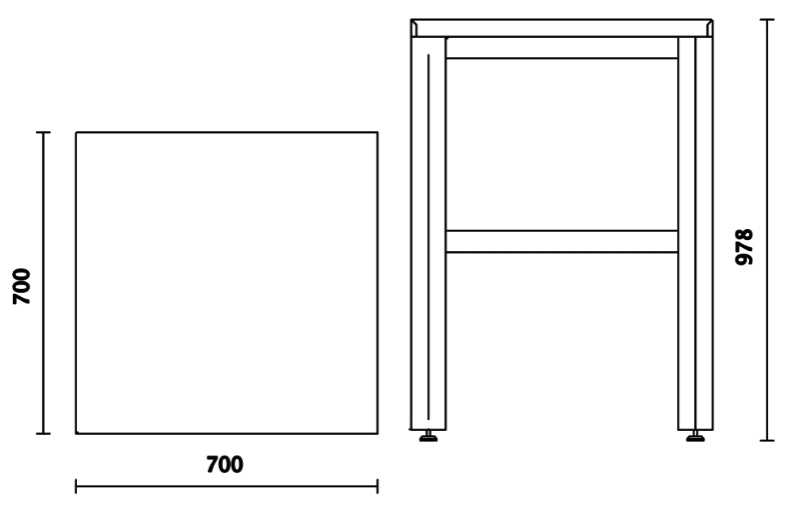 Elemento angolare 700x700 con gambe Beta C55KAI