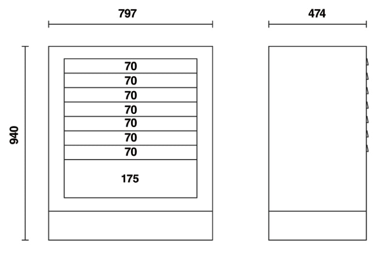 Modulo fisso con 8 cassetti per arredo officina Beta C55M8