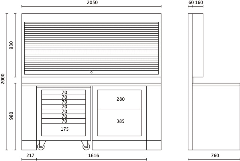 Combinazione arredo officina RSC55 Beta C55PB/3