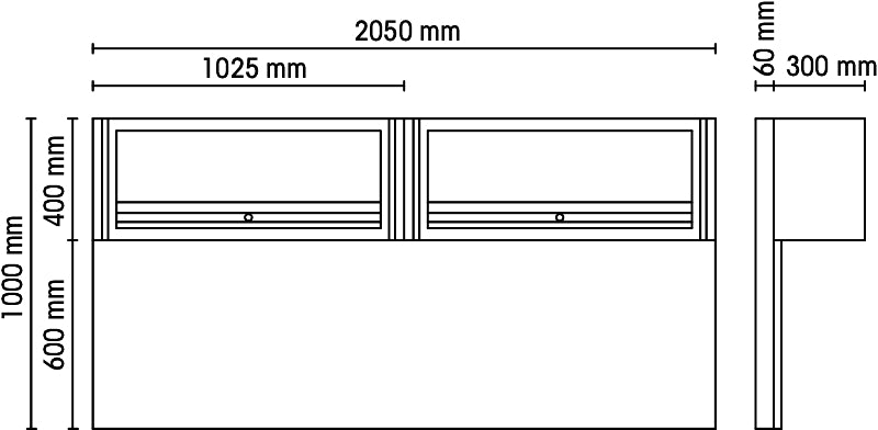 Parete con 2 pensili per arredo officina Beta C55/2PM