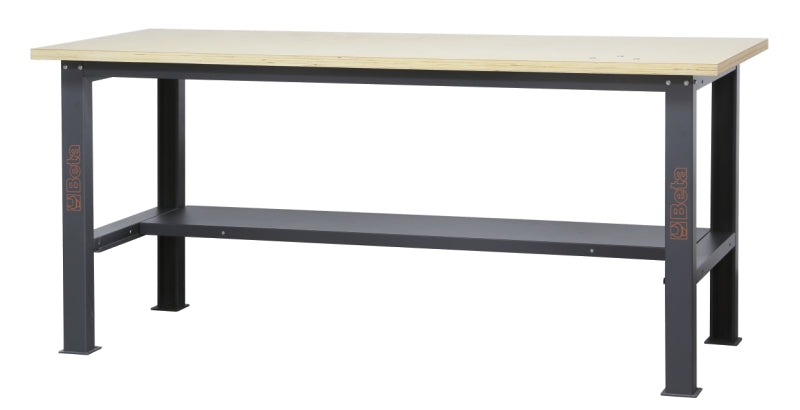 Banco da lavoro semplice con piano in legno, lunghezza 2,1 m Beta C58BC-W2,1