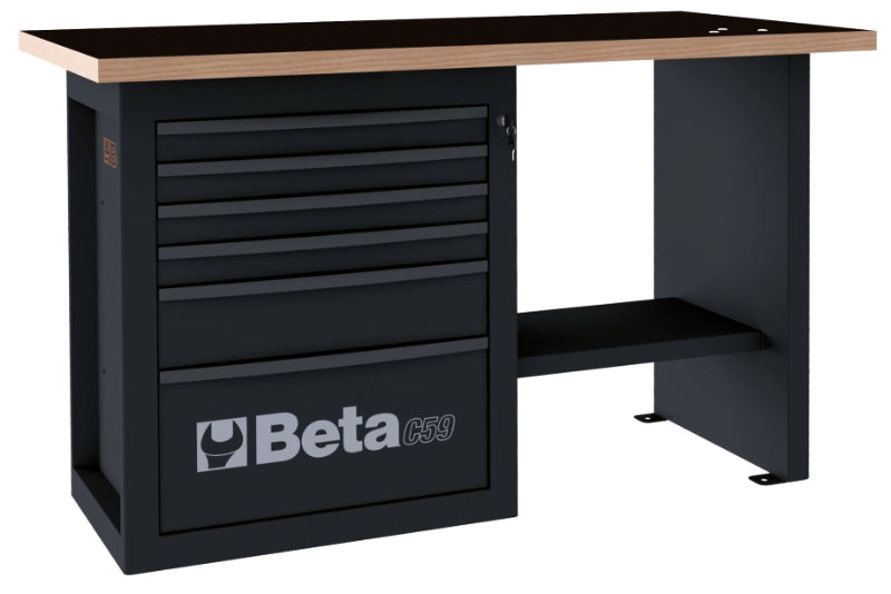 Banco da lavoro "Endurance" con 1 cassettiera da 6 cassetti, modello corto Beta C59C