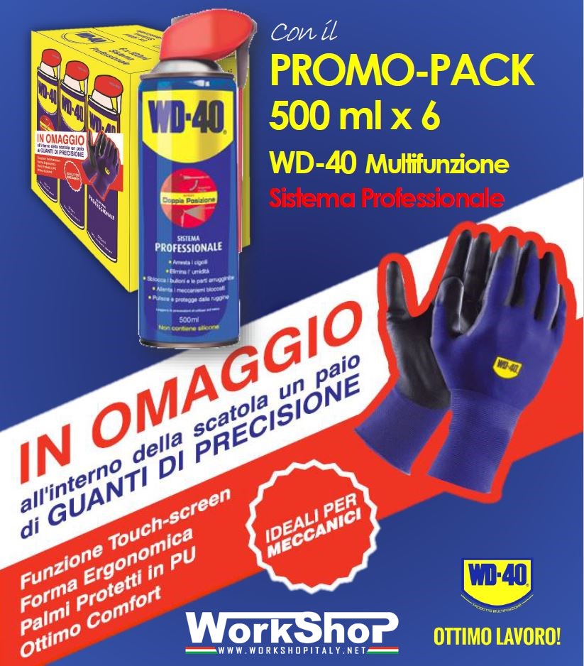 Wd40 Spray 500ml conf. 6pz. + Guanti Omaggio PROMO 2024