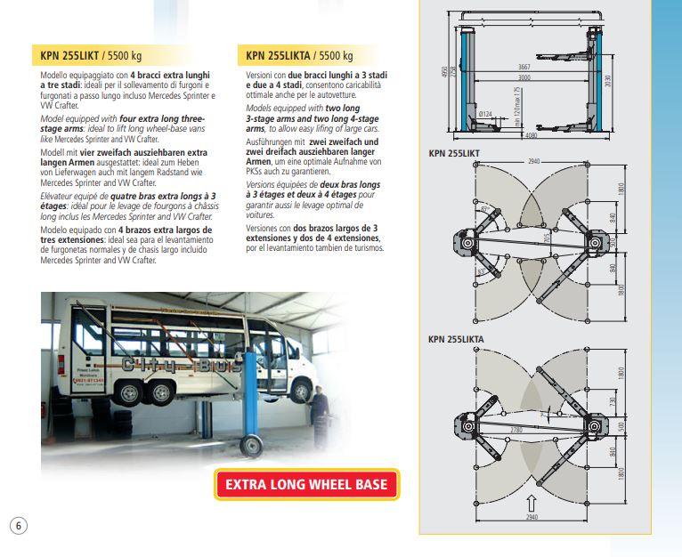 Ponte sollevatore 2 colonne Ravaglioli KPN255LIKTA / 5500 kg