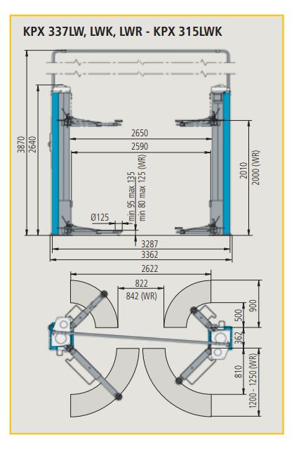 Ponte sollevatore Ravaglioli 2 colonne KPX 337LW / 3200 kg Large