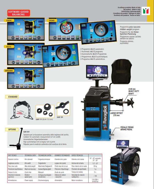 EQUILIBRATRICI ELETTRONICHE COMPUTERIZZATE Ravaglioli G2.140R + GAR301