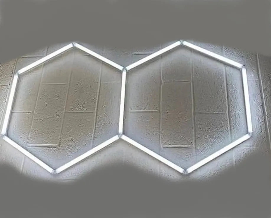 Luce led esagonale a soffitto 2 elementi 1,6mt x 1mt